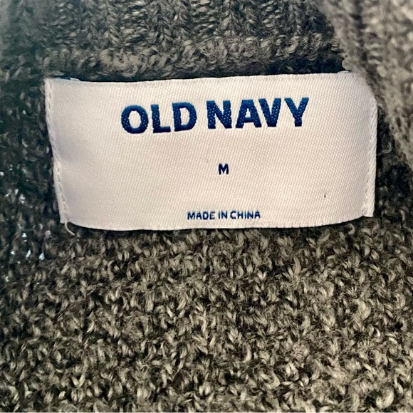 Old Navy Waffle Knit, Cowlneck, Split Hem Sweater, Charcoal Gray, Size M - Picture 6 of 7